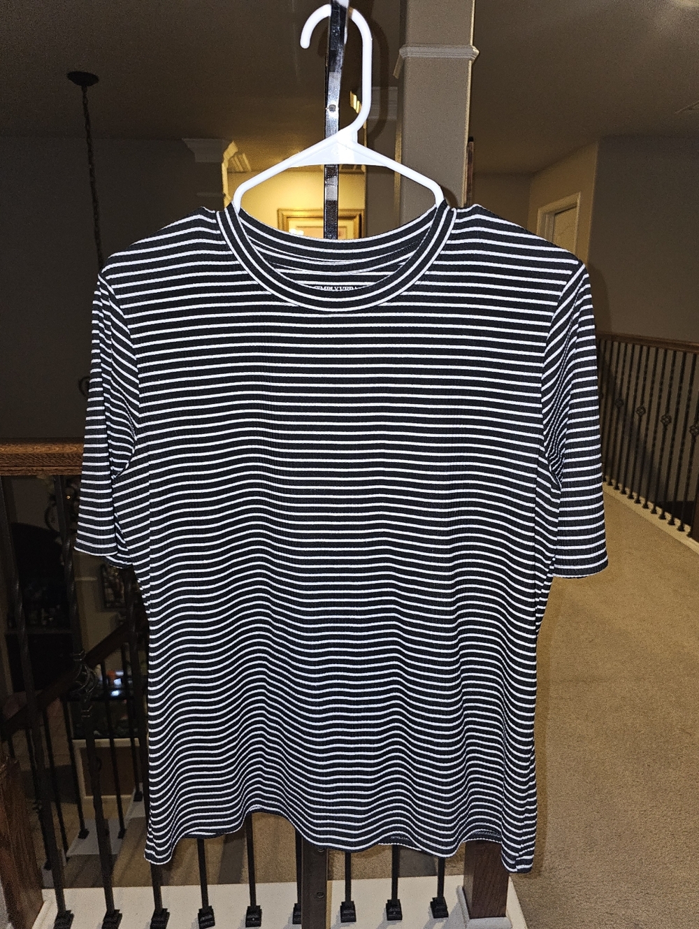Simply Vera Vera Wang Black & White Striped Ribbed Tee
